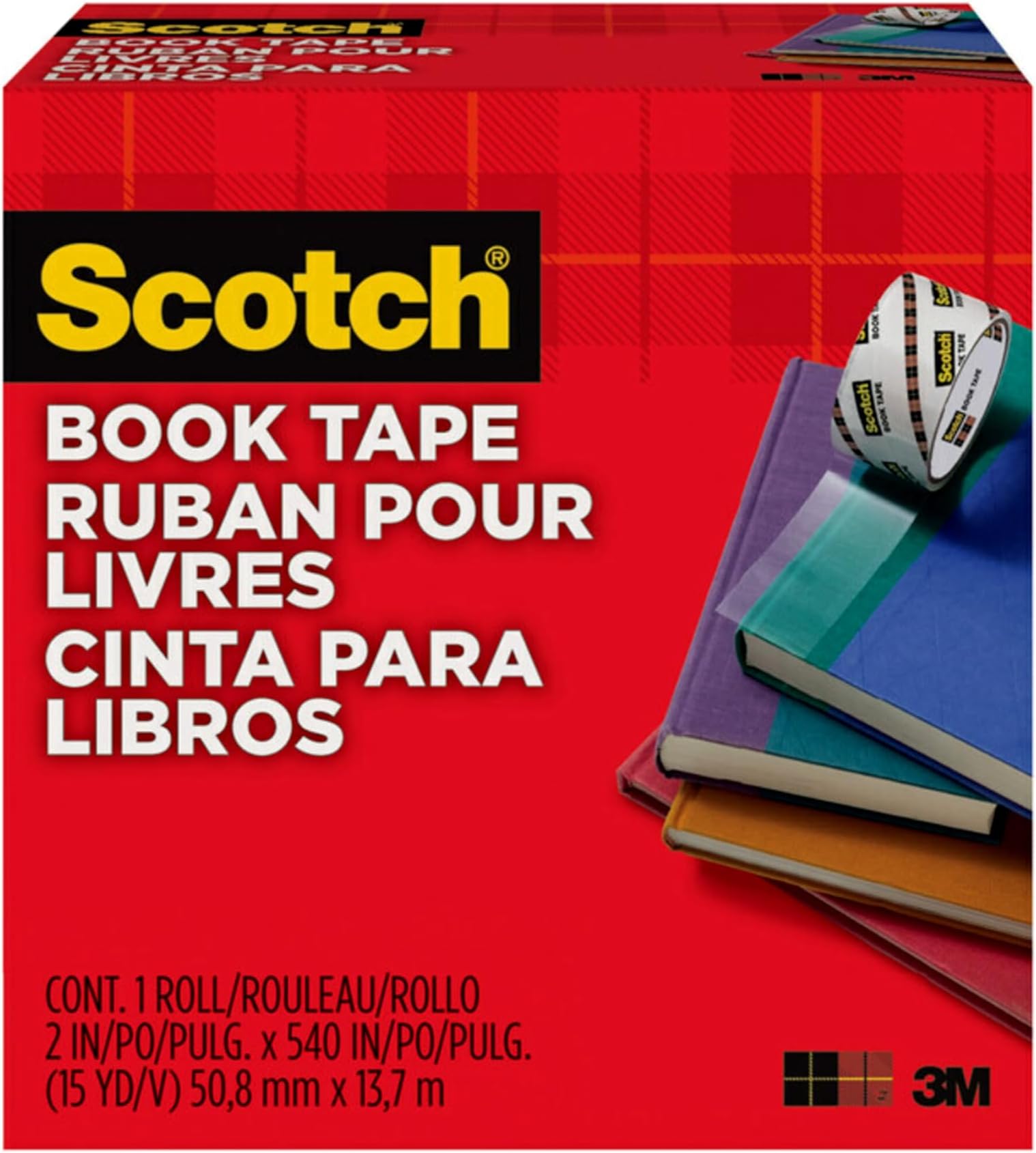 Scotch Book Tape, 2 in x 540 in, Excellent for Repairing
