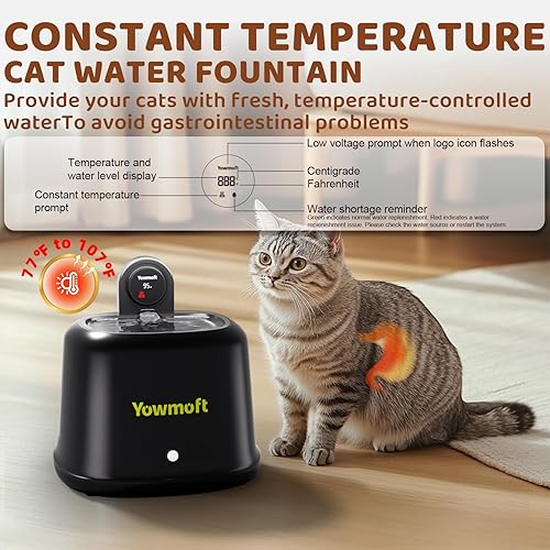 Miniatura 2 de Fuente de agua inalámbrica para gatos de temperatura constante, fuentes de agua de 2.5L84 onzas para gatos en interiores con bomba silenciosa y 4
