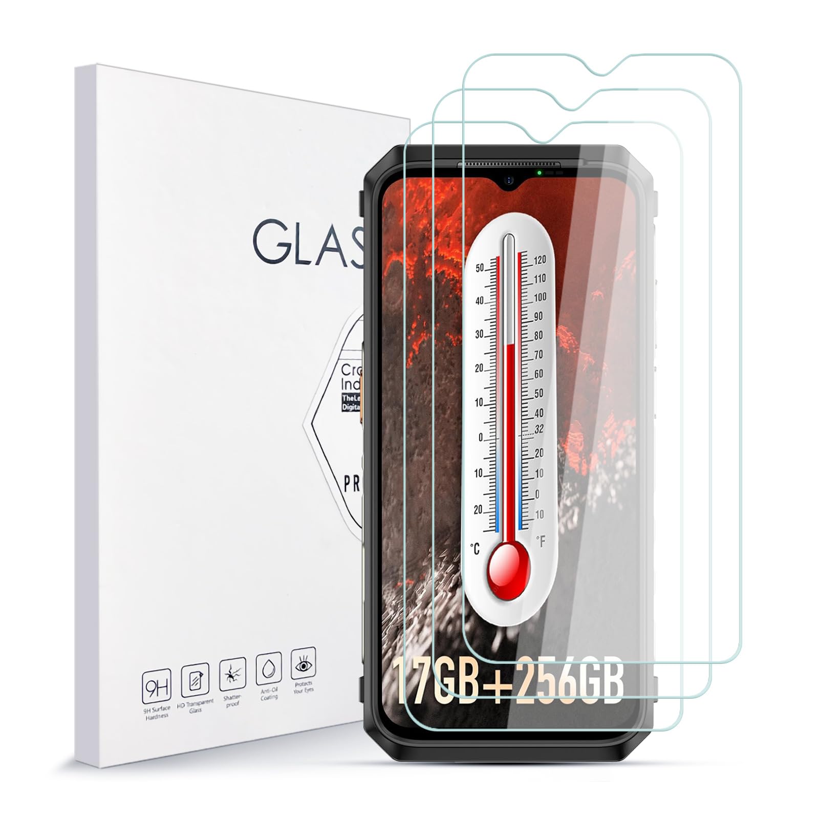 E-Hamii [3 Pezzi] Vetro Temperato Infrangibile 9H Compatibile con Ulefone Power Armor 18T,[Cristallo HD Chiaro]Pellicola Salvaschermo da 0,33 mm per Ulefone Power Armor 18T