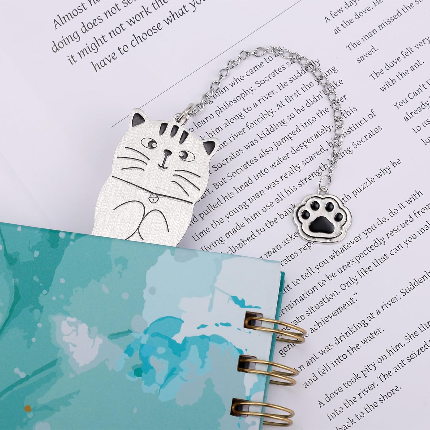 Cat Bookmark, Zinc Alloy You Pawsed Here Funny Cat Shaped Bookmark with Paw Mark Pendant Metal Cute Reading Lightweight Accessories Bookish Gifts for Women Men Book Lovers (Style 1) - Image 6