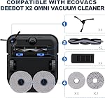Replacement Accessaries Set for Ecovacs Deebot X2 Omni / X2 / X2 Pro / DEX86 Robot Vacuums, 1 Main Brush, 6 Side Brushes, 4 Filter, 6 Mop Pads, 6 Dust Bag, 1 Brush