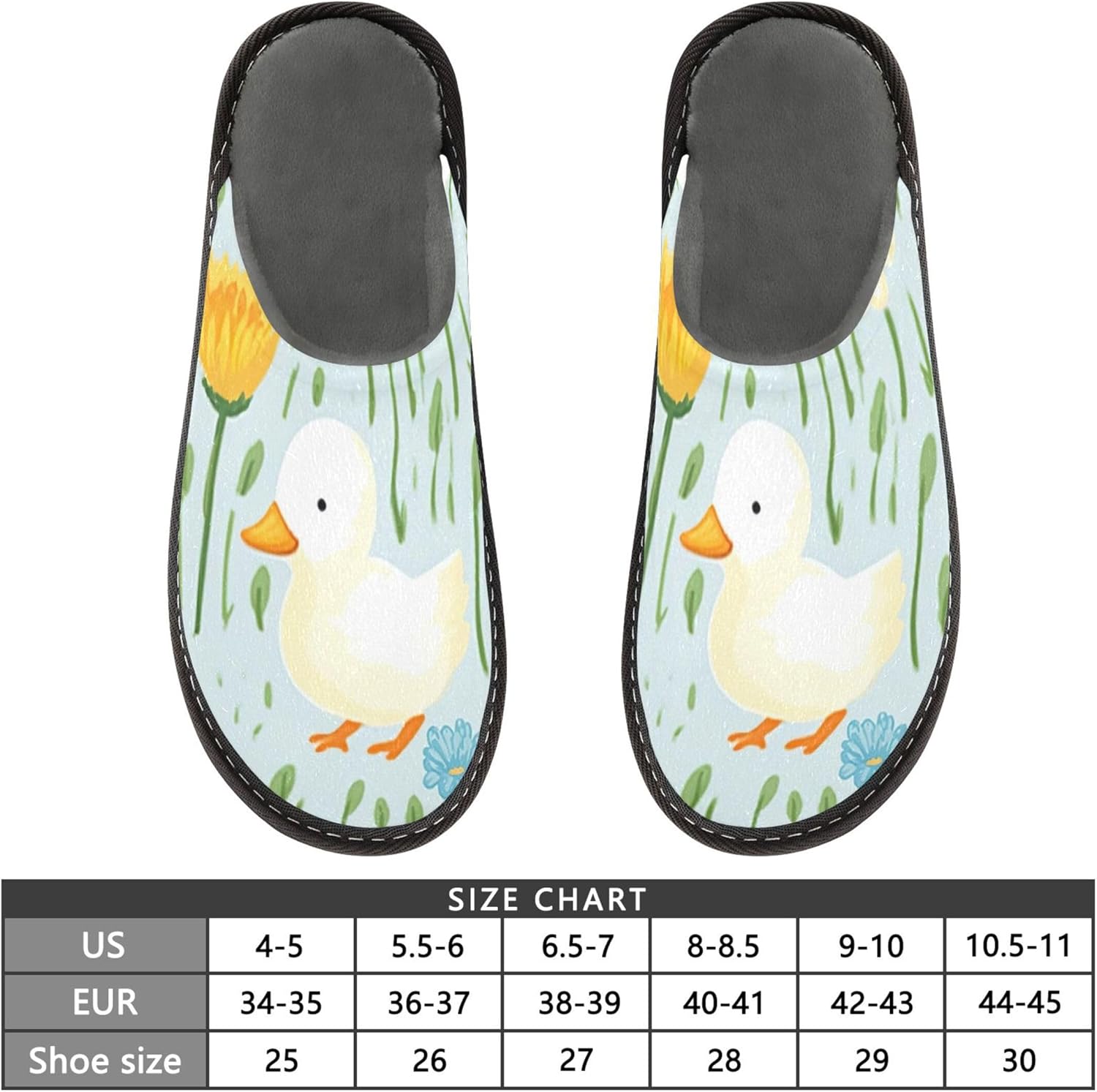 Cute Duck Flowers House Slippers – Cozy Fuzzy Slippers for Guests, Washable & Disposable, Perfect for Shoeless Home, Spa & Hotel Use A111810