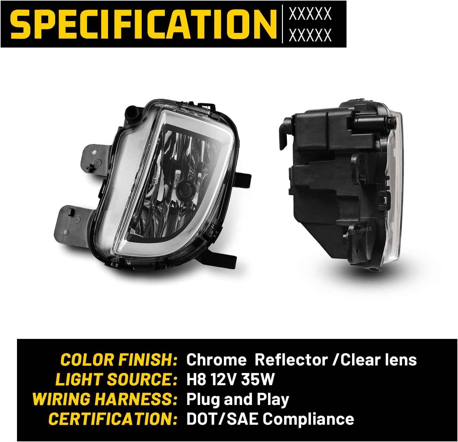 Fog Lights Assembly Compatible for Volkswagen GTI 2010-2014/ VW Jetta GLI 2011-2015 Driving Fog Lamps Replacement with H8 12V 35W Bulbs -1 Pair (Clear Glass Lens)