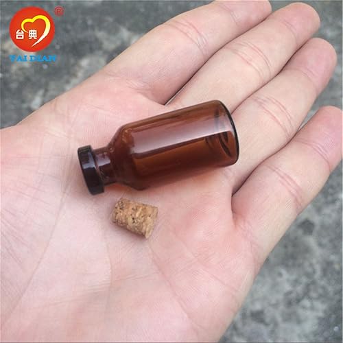 Miniatura 8 de 0.709x1.575x0.276 in 0.2 fl oz Mini tarros de vidrio marrón con corcho pequeños frascos de vidrio vacíos regalo 0.2 fl oz botellas de vidrio frascos