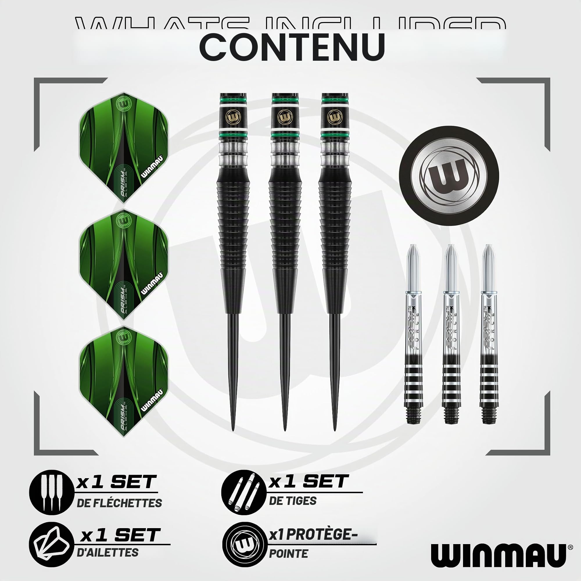 WINMAU Darts - Sniper Black Professional 90% Tungsten Darts Set with Dart Flights and Dart Stems (Shafts) - Available in Soft Tip 18g and Steel Tip 23g & 24g