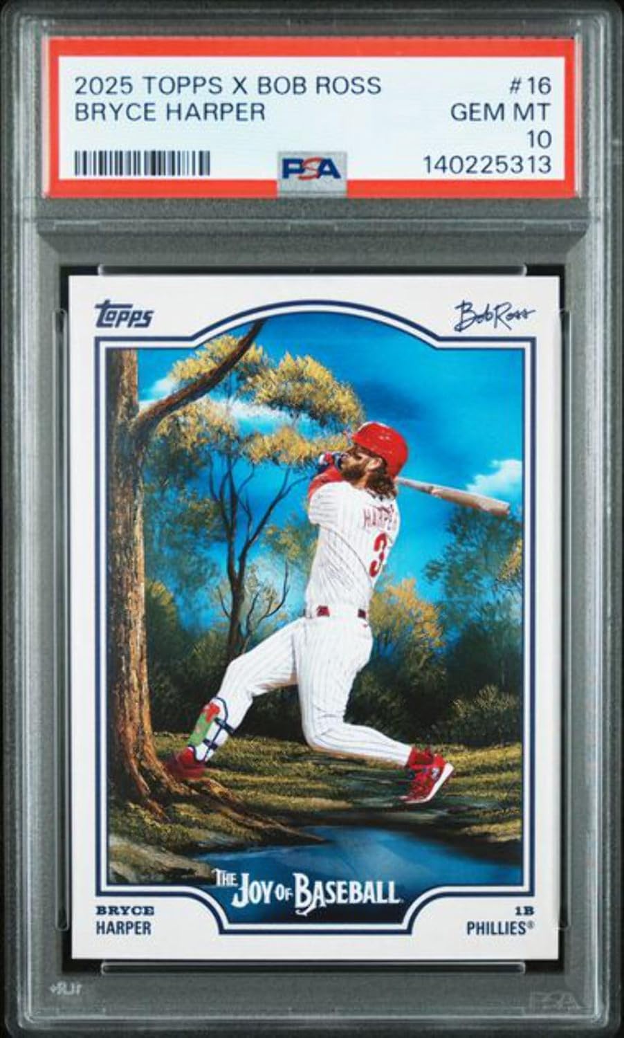 Graded 2025 Topps x Bob Ross Bryce Harper #16 Baseball Card PSA 10 Gem Mint