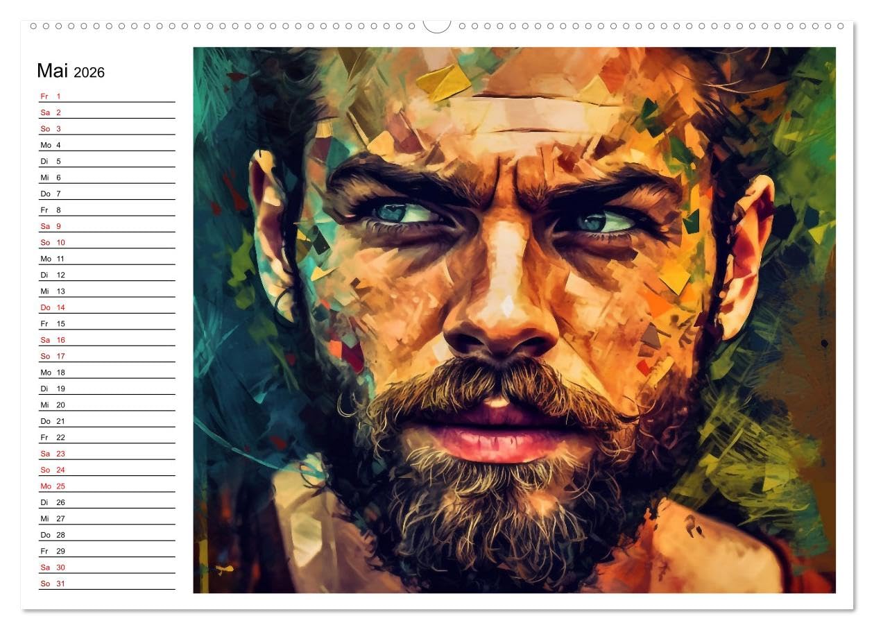 Vollkommen Männlich (hochwertiger Premium Wandkalender 2026 DIN A2 quer), Kunstdruck in Hochglanz: Farbenfrohe männliche Ausstrahlung für ein Jahr (CALVENDO Menschen)