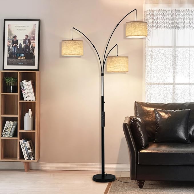 Fansdrick Arc Floor Lamp, 3 Light Floor Lamp with Remote, 2400LM Super Bright Tall Standing Lamp with 3 Color Temps & Dimmable, 80" Mid Century Tree Floor Lamps for Living Room, Bedroom, Office photo 2