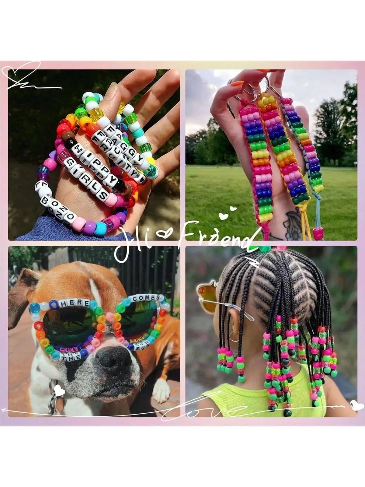 Kit Perline per Braccialetti 300/500 perline arcobaleno for gioielli fai da te, collane, braccialetti - Kit for la creazione di(Color 2)