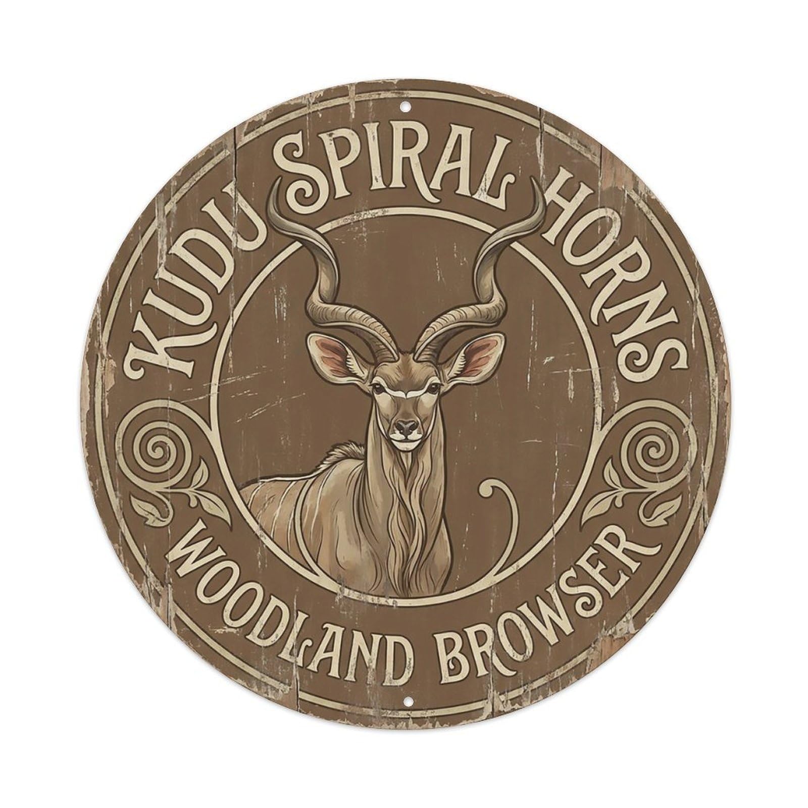 Cxhjca 8X8inch(20X20cm) Kudu Spiral Horns Woodland Browser Metal Tin Sign