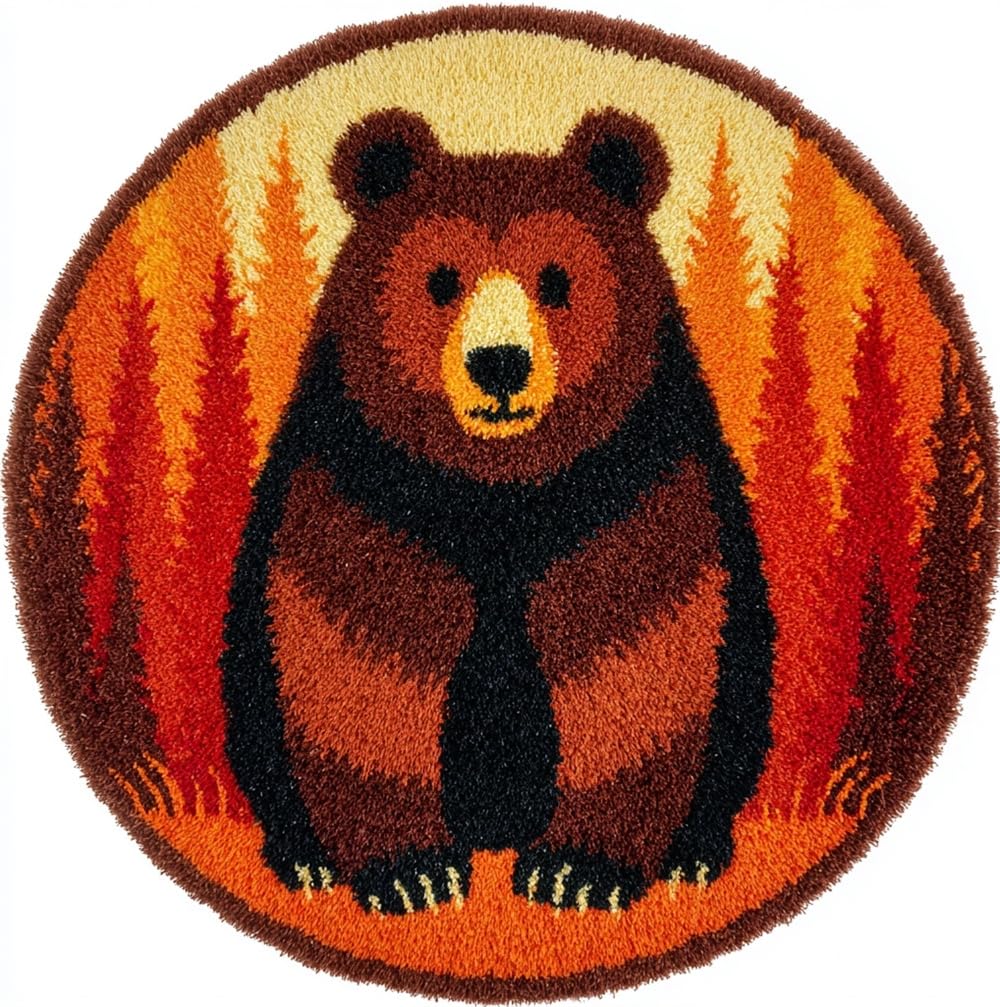 kitphoenix DIY Cushion Carpet Floor Mat Rug Forest Brown Bear