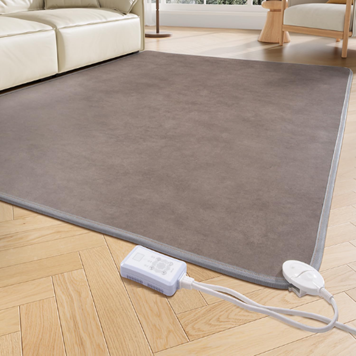 Portable Heated Floor Mat, Waterproof Heated Floor Mat, Floor Heating Mats with 60 Levels Adjustable Thermostat, Winter Under Desk Foot Warmer Home Carpet Heating Pads,W4.9×L6.6FT