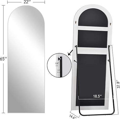 Miniatura 9 de PexFix - Espejo de longitud completa, 64 x 21 pulgadas, espejo arqueado blanco, espejo grande de pie para colgar [64 x 21 pulgadas, color blanco]