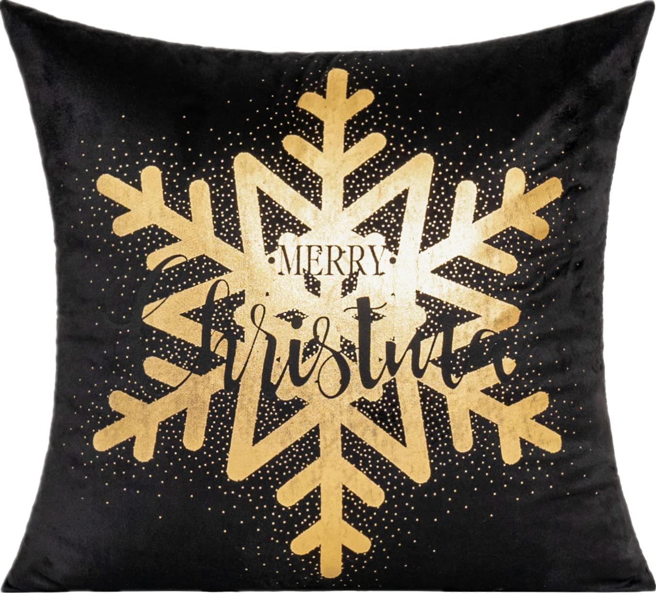 All Smiles Kissenbezug 4 Stück 45x45cm Weihnachten Samt schwarz golden Dekorative Kissenhülle draußen Dekokissen Sofakissen Zierkissenbezüge für Sofa Schlafzimmer Wohnzimmer Auto Zuhause Dekoration