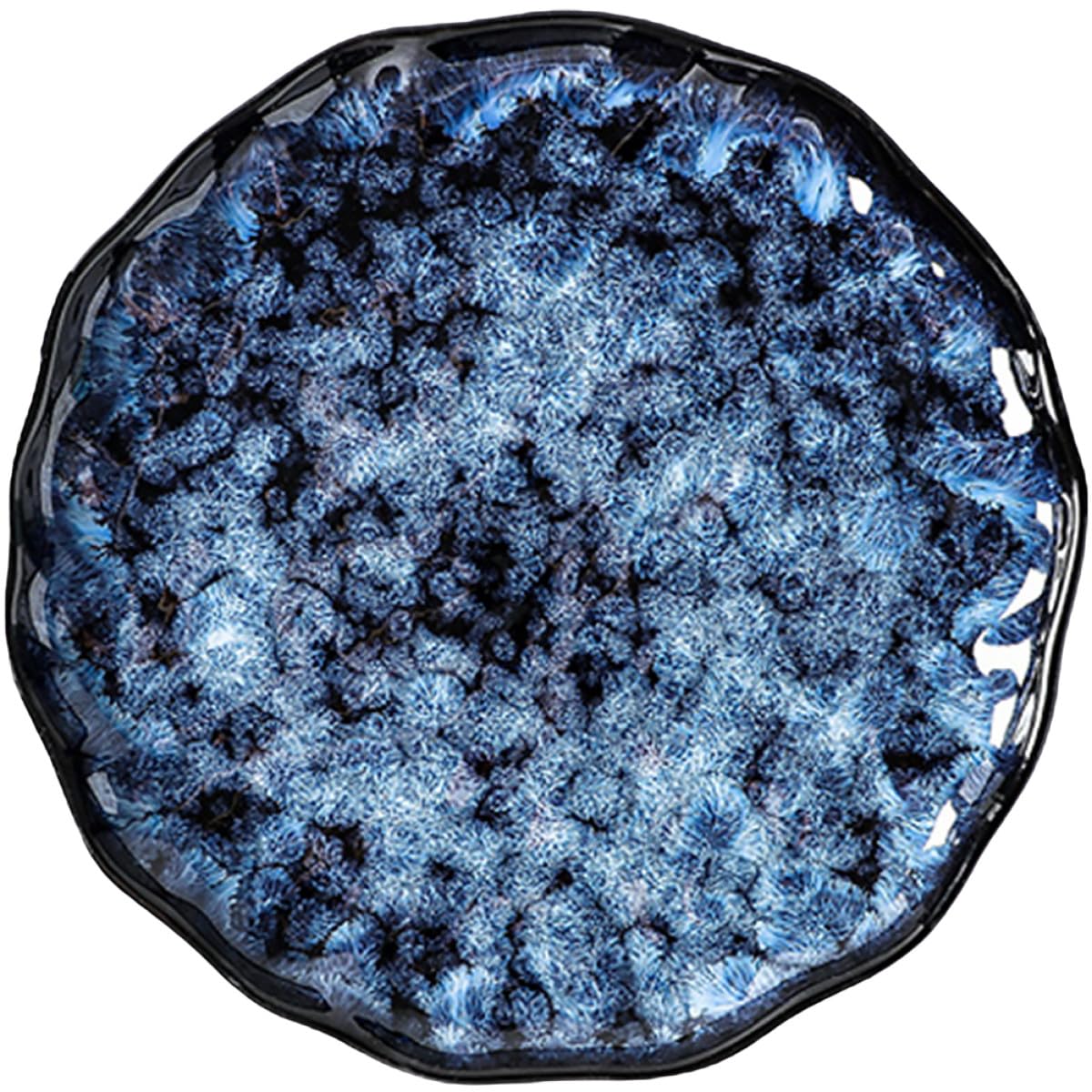 Plato de Cerámica Azul de 102 Pulgadas para Pasta y Ensalada Juego de Vajilla Creativa para Restaurante y Hogar Plato para Servir y Guardar Comida Adecuado para Cenas y