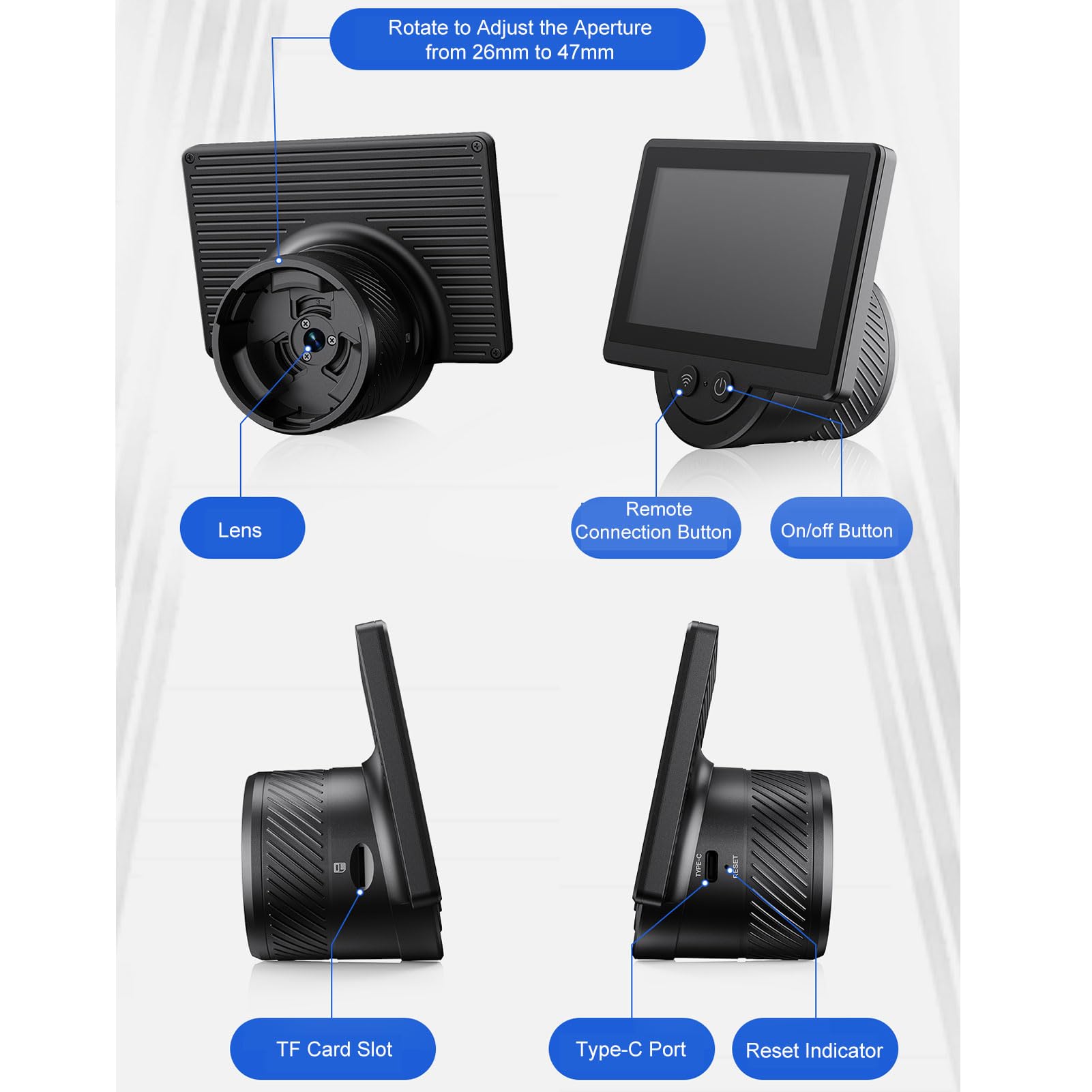 VBESTLIFE WiFi Electronic Ocular con Pantalla de 4.3 Pulgadas, Cámara de Telescopio de 1080p para Astronomía, Interfaces de Oculares de 1.25-2in, Control Inalámbrico de Teléfonos