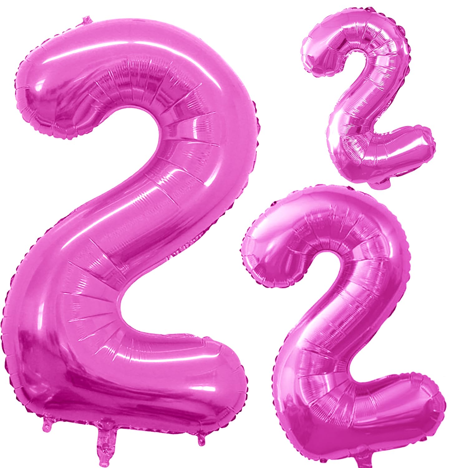 GOER Pink Foil Balloons Number 2,Huge Number Balloons for 2nd 22nd Birthday Party Supplies Anniversary Decorations(3 pcs,42 inch,32 inch,16inch)
