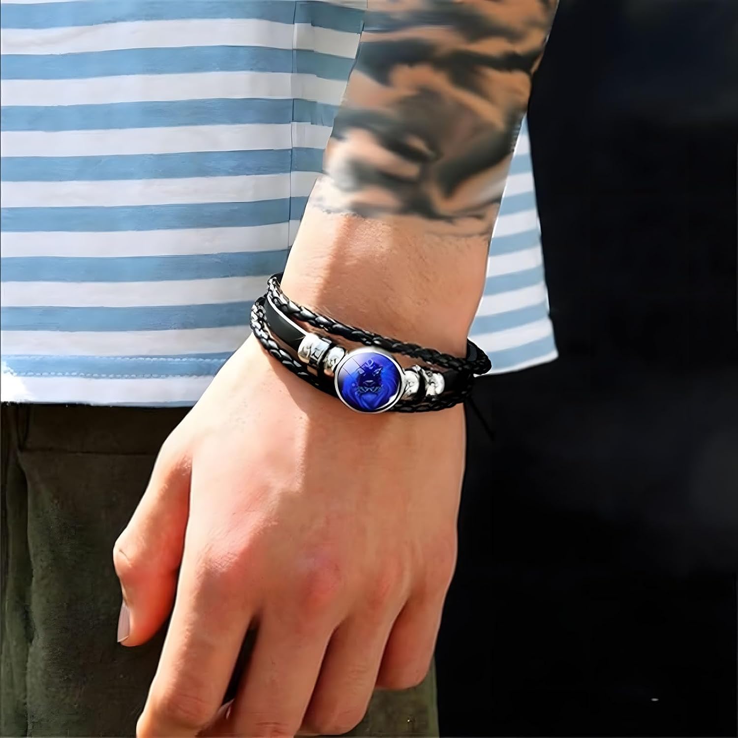 Black Leather Zodiac Spirit Bracelet 12 Constellation Bracelets