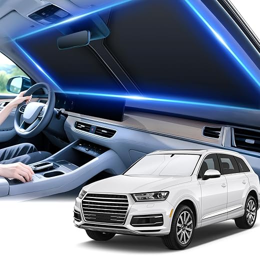 SINGARO 300T Universal Car Windshield Sun Shade, Foldable Reflective for Windshield & Window Shades with Overlapping Design, Car Interior Accessories (55" L x 26.7" W)