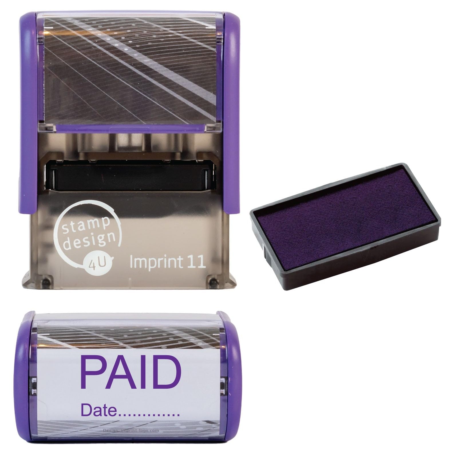 Paid with Date Rubber Stamp Self Inking- SD4U Imprint 11 38 x 14mm - Capital Bold Lettering to Ink Your Documents