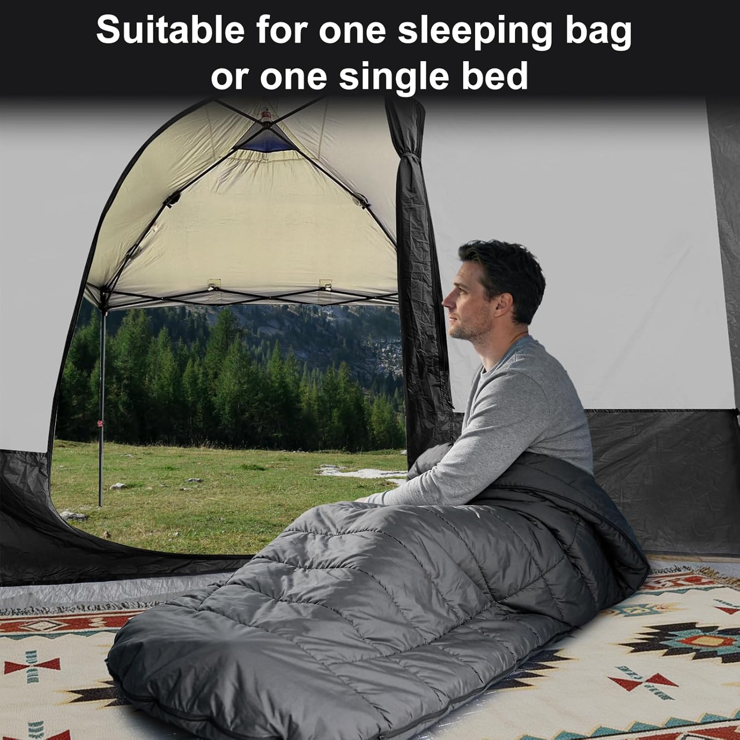 KAMPKEEPER Canopy Side Tent, Camping Canopy Tent for 10x10 Pop Up Canopies, Cube Tents, Gazebo Room Compatible with 10' Wide Canopies(Canopy Not Included)