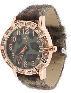 Qtqgoitem Decorative Leopard Pattern Dial Ladies Faux Leather Band Watch Waistwatches (Model: 182 9fe b1f 7d6 937)