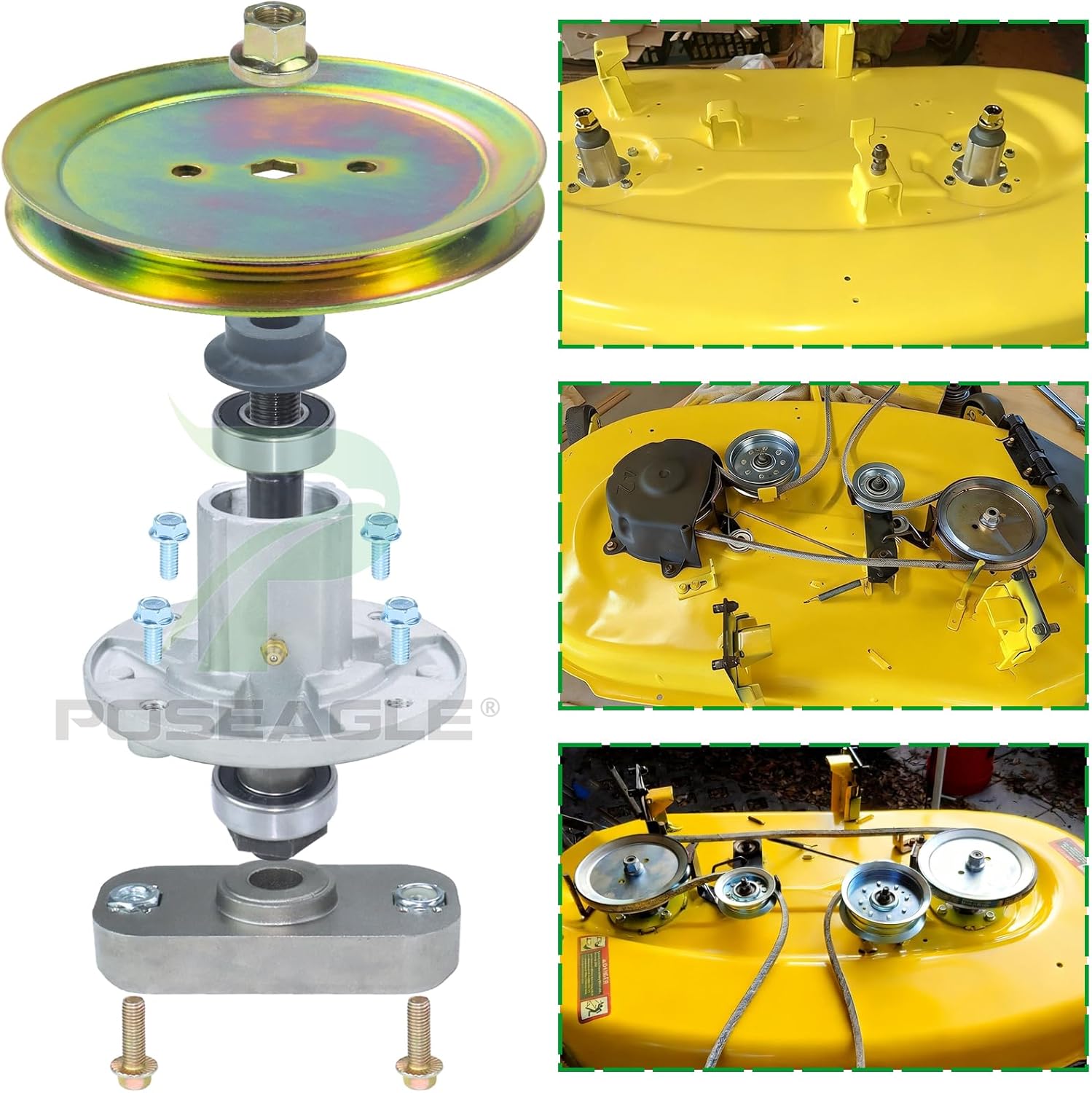 2 Pack GY20785 Spindle Assembly with GX20367 Pulley GX20072 Belt 1/2x103 Replace John Deere GY20785 GY20050 UC23728 for John Deere L100 L105 L107 L108 L110 L111 L118 L1742 L17.542 42" Tractor