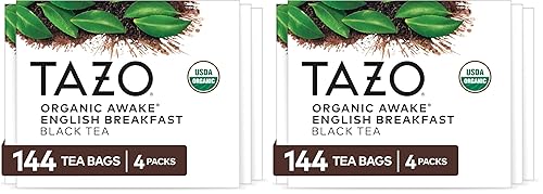 Miniatura 8 de Bolsas de té Tazo Organic Awake English Breakfast, té negro atrevido y tradicional al estilo desayuno, 144 bolsas de té en total (36 unidades -