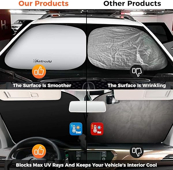 AstroAI Car Sunshades for Windshield 2 Piece Foldable Car Front