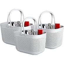 UUJOLY Plastic Portable Shower Caddy Basket, Storage Organizer, Grey, 3Pack