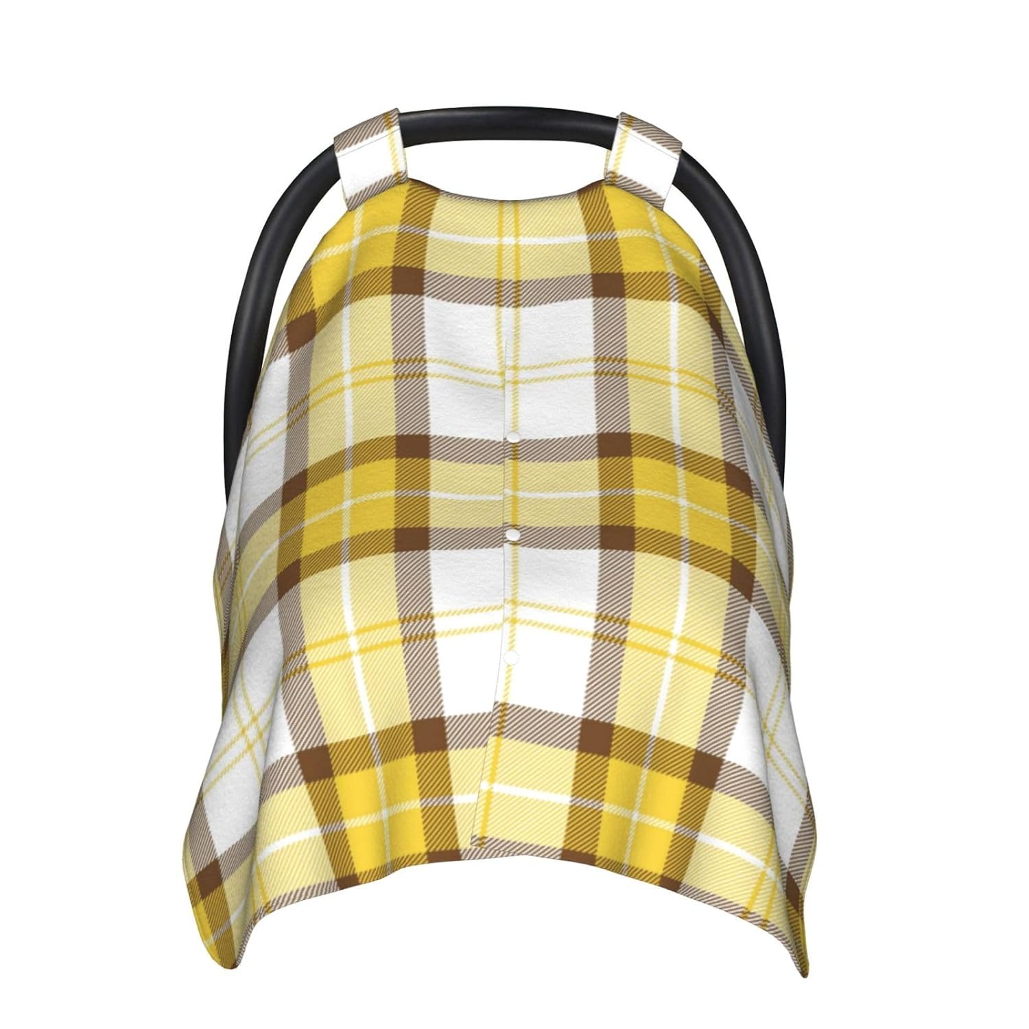 Yellow and Brown Tartan Plaid Baby Car Seat Cover & Breastfeeding Nursing Cover - Breathable Stretch Fabric Multi-Use Nursing Cover for Breastfeeding