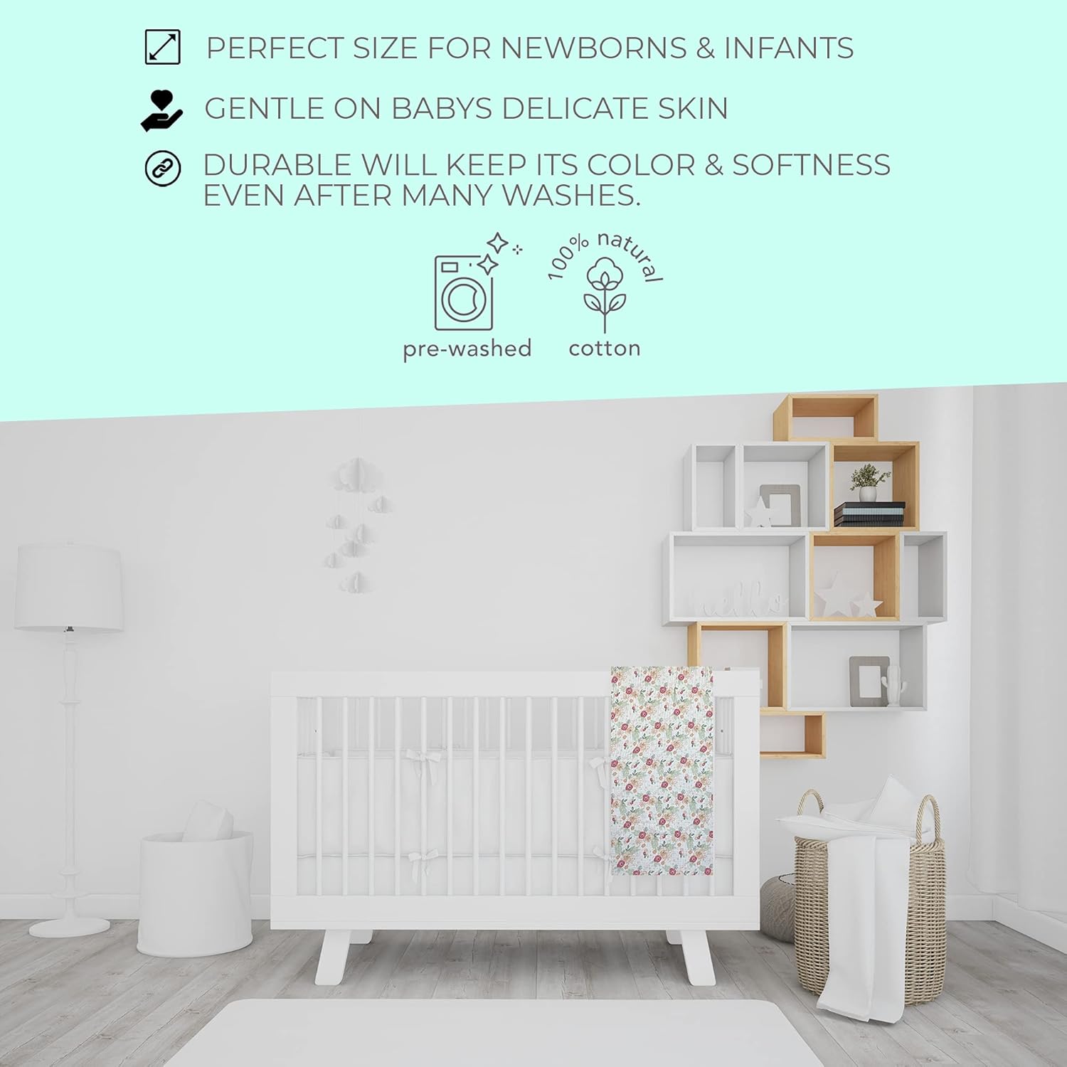 MODERN BABY Muslin Swaddle Blankets Newborn 2 Pack Soft Baby Wraps for Baby Girl 100% Cotton, Peach Floral : Baby