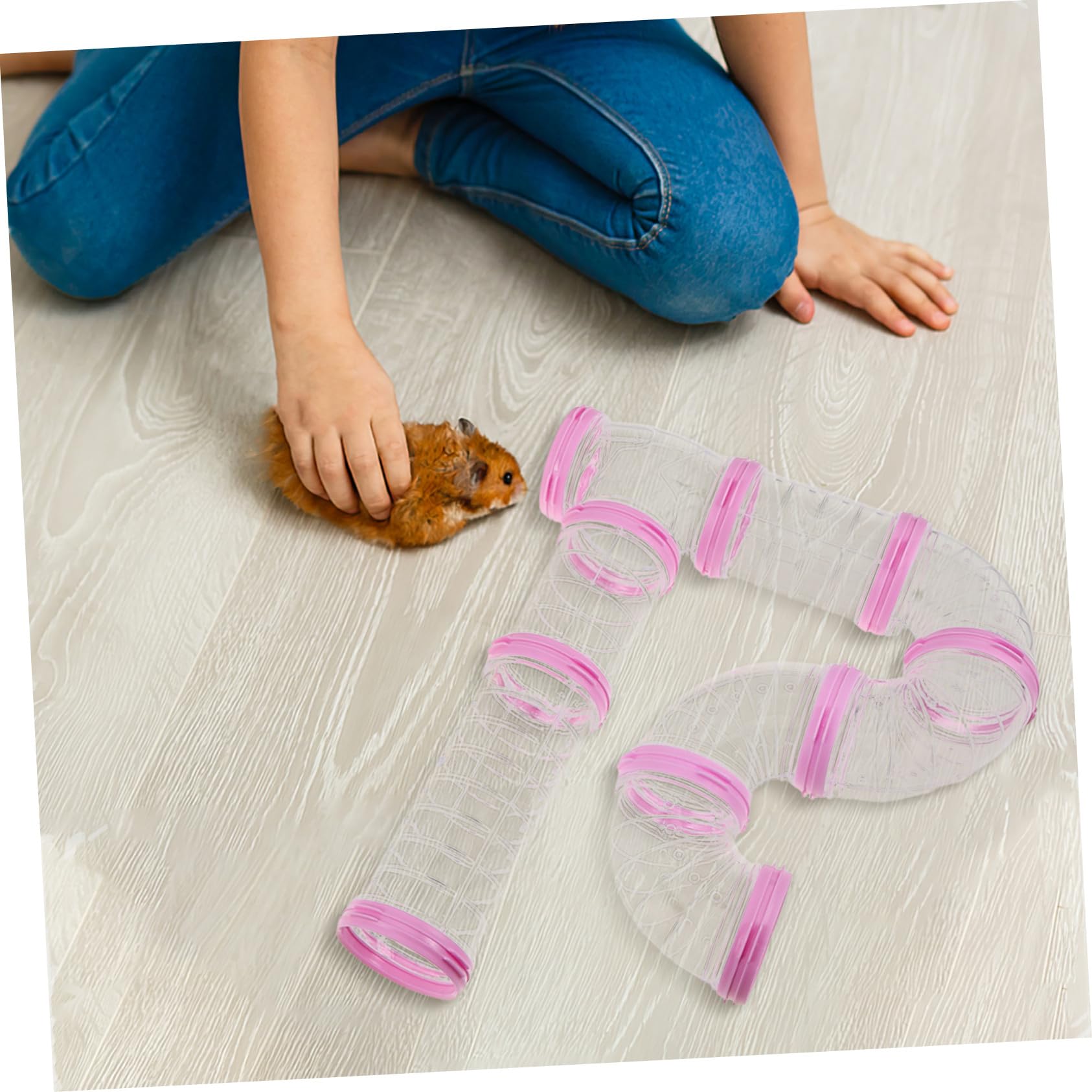 NUOBESTY 2sätze Faltbarer Hamster-spieltunnel für Kleintiere Transparenter Hamsterröhrentunnel Spielzeugtunnel aus Kunststoff für Hamsterkäfige Meerschweinchenröhre zum Spielen und Toben