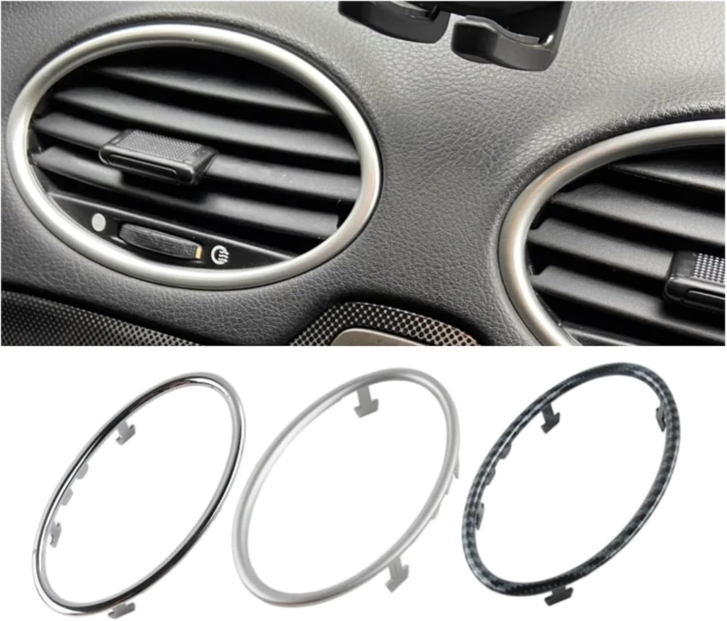 4Pcs Fit for Ford Fit for Focus 2 MK2 2005-2013 Accessories Car Air Conditioning Trim Outlet Decoration Circle Sticker(4pcs Silver)
