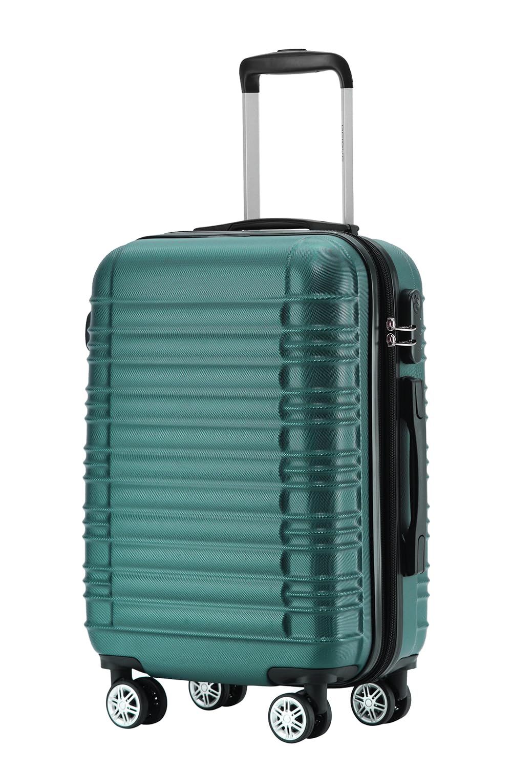 BEIBYE 2088 Hartschalenkoffer aus ABS mit 4 Zwillingsrollen, Reisekoffer Trolley mit Zahlenschloss und Teleskopgriff, Erweiterbarer Koffer M L XL oder Kofferset, Handgepäck 55 cm
