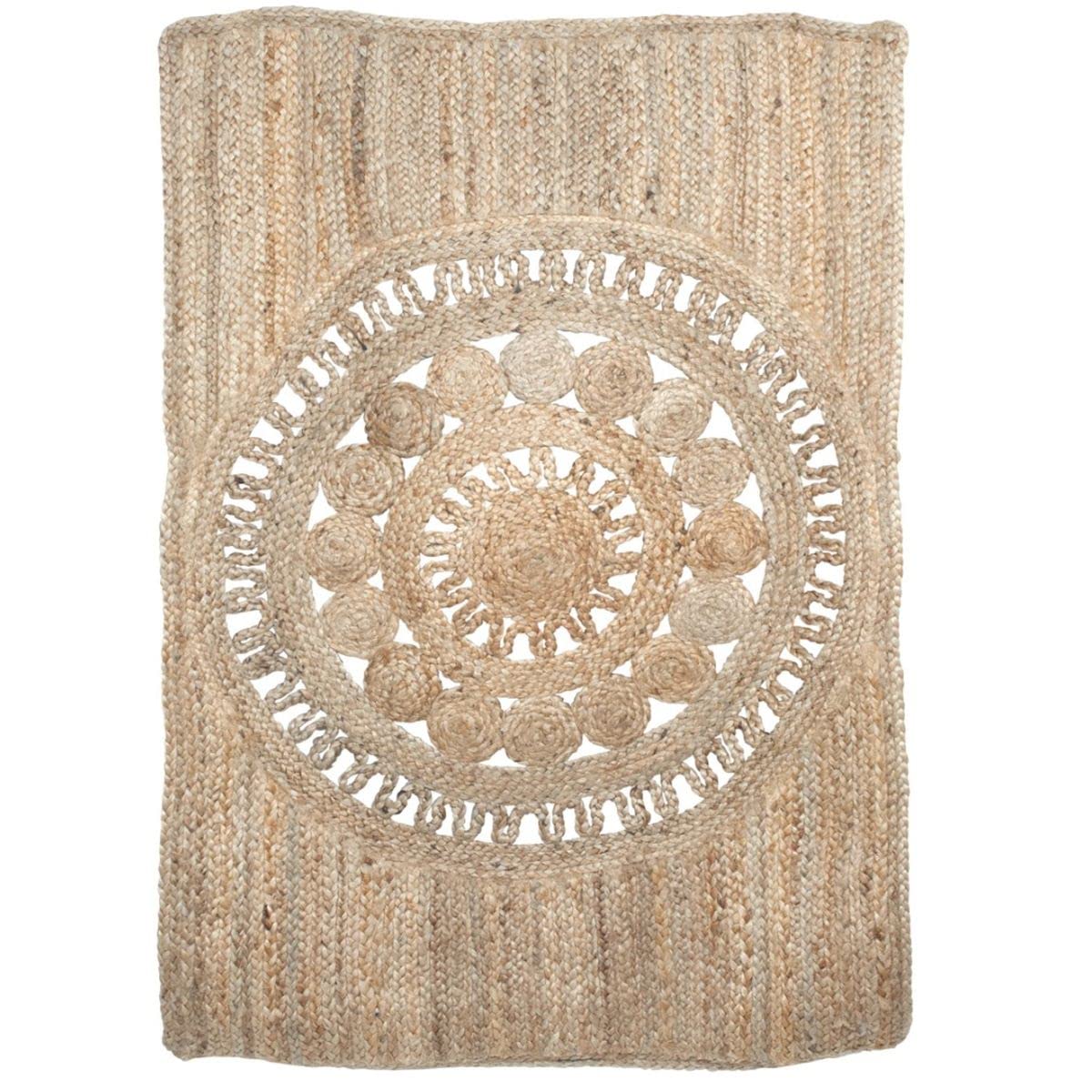 Tapis en jute tressée SIGNES GRIMALT pour salon ambiance bohème chic