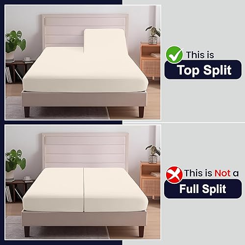 Vista 78 de SGI Bedding Sábana bajera ajustable King de 32 pulgadas, con cabezal flexible, solo 100% algodón egipcio, 1000 hilos, sábana bajera ajustable