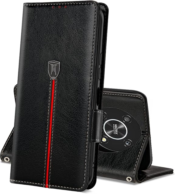 MAMA MOUTH Case for Honor Magic 4 Lite 5G, Magnetic Leather Wallet Card Slots Phone Case, Flip Silicone TPU Bumper Protective Cover with Kickstand, Shockproof Book Case for Honor Magic4 Lite Black