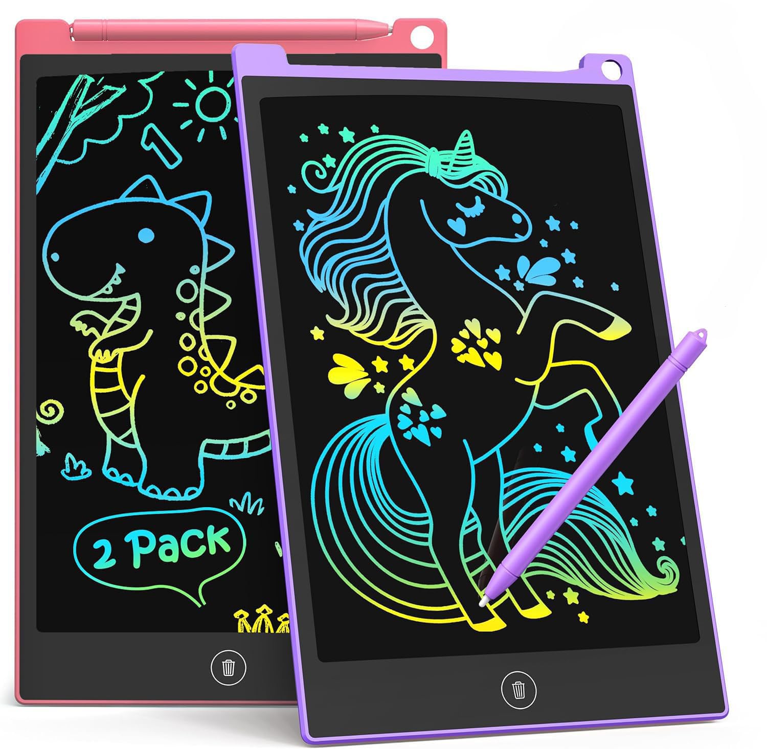 TECJOE 2 Pack LCD Writing Tablet, 8.5 Inch Colorful Doodle Board Drawing Tablet for Kids, Kids Travel Games Activity Learning Toys Birthday Gifts for 3 4 5 6 Year Old Boys and Girls Toddlers-image-46