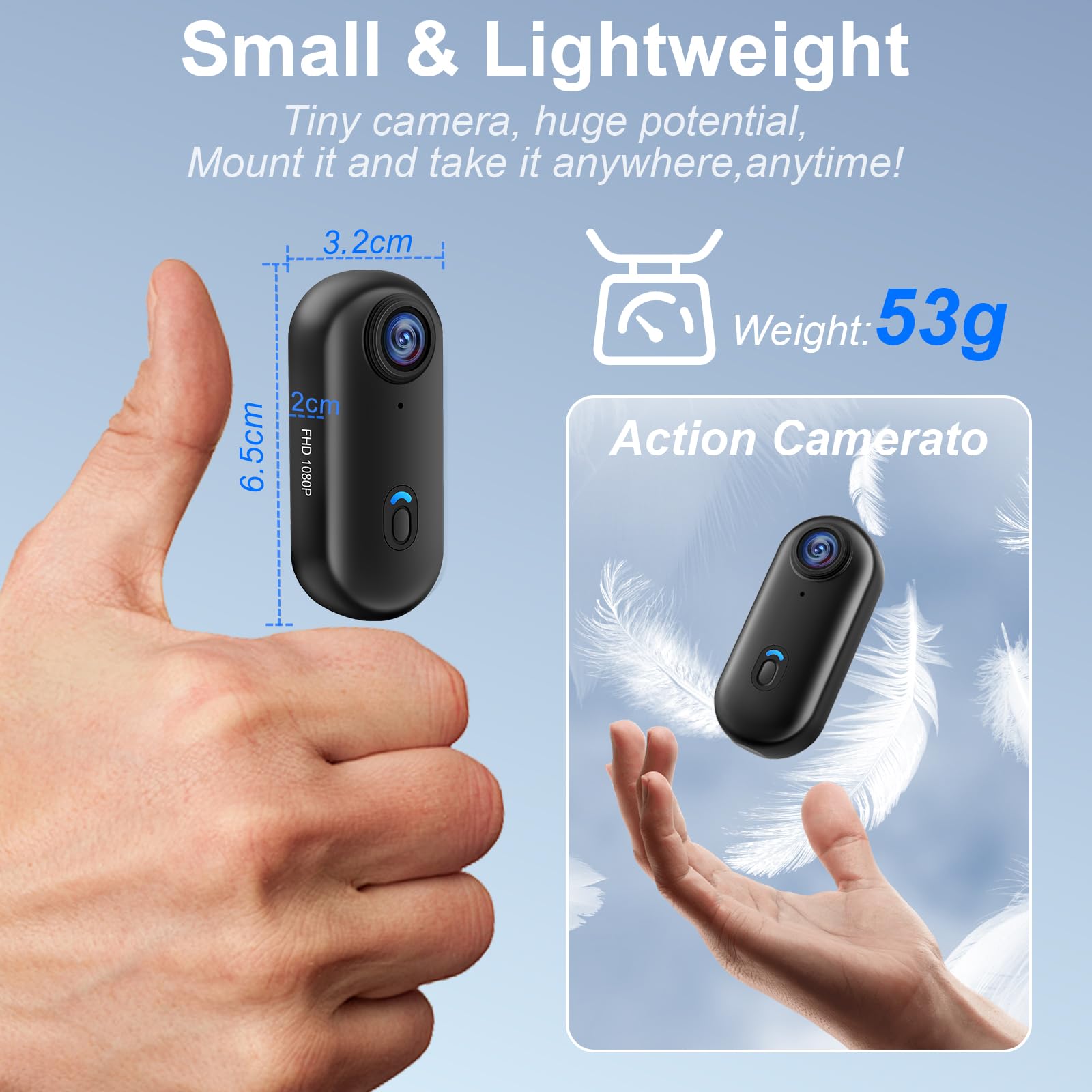 Action Cam WiFi, HD 1080P Mini Sportkamera mit 32 GB Speicherkarte , 360° Kleine Action Kamera, Fahrrad Video Kamera, Motorrad Helm Kamera mit Vielfältigem Zubehör für Reisen/ Outdoor /Haustiere