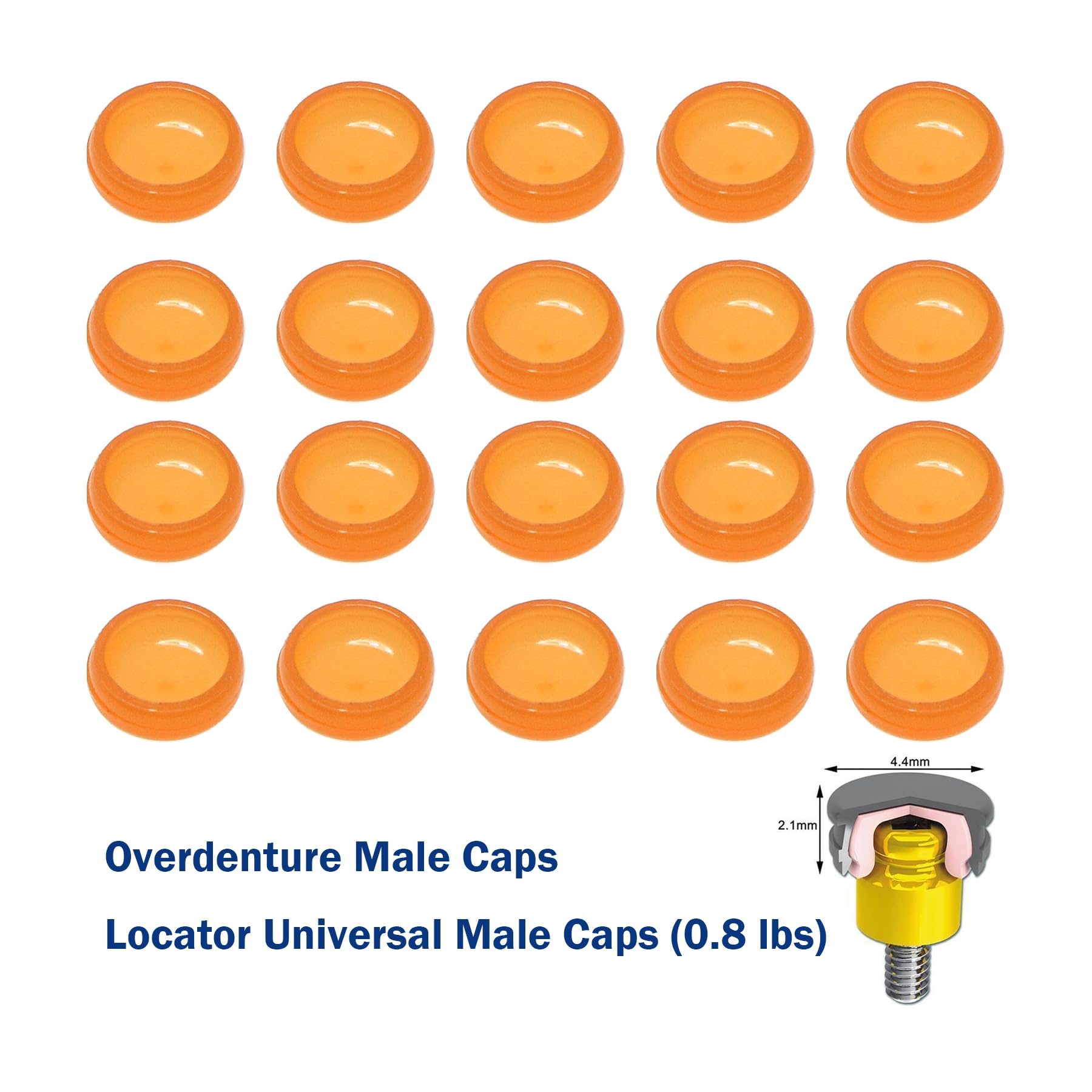 20 Pcs Overdenture Retention Caps 0.8 lbs(20 Pcs 0.8 lbs Yellow)
