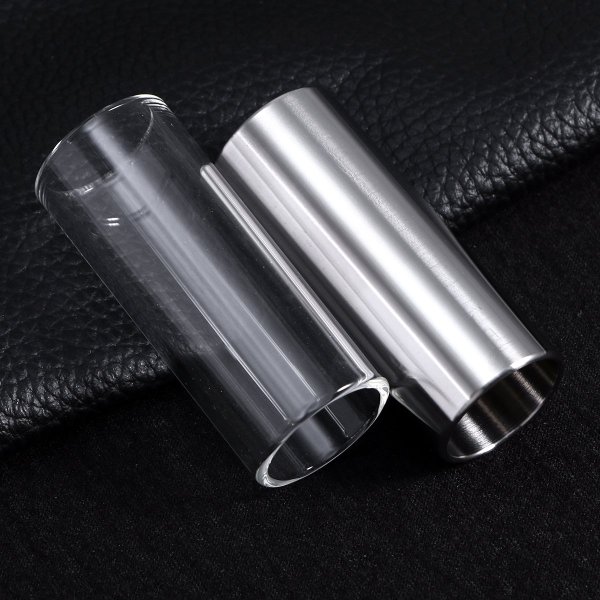 ROSENICE Slide Guitare 2 pièces 60MM glissière en verre et glissière en acier inoxydable Slide Bottleneck moyenne pour guitare basse
