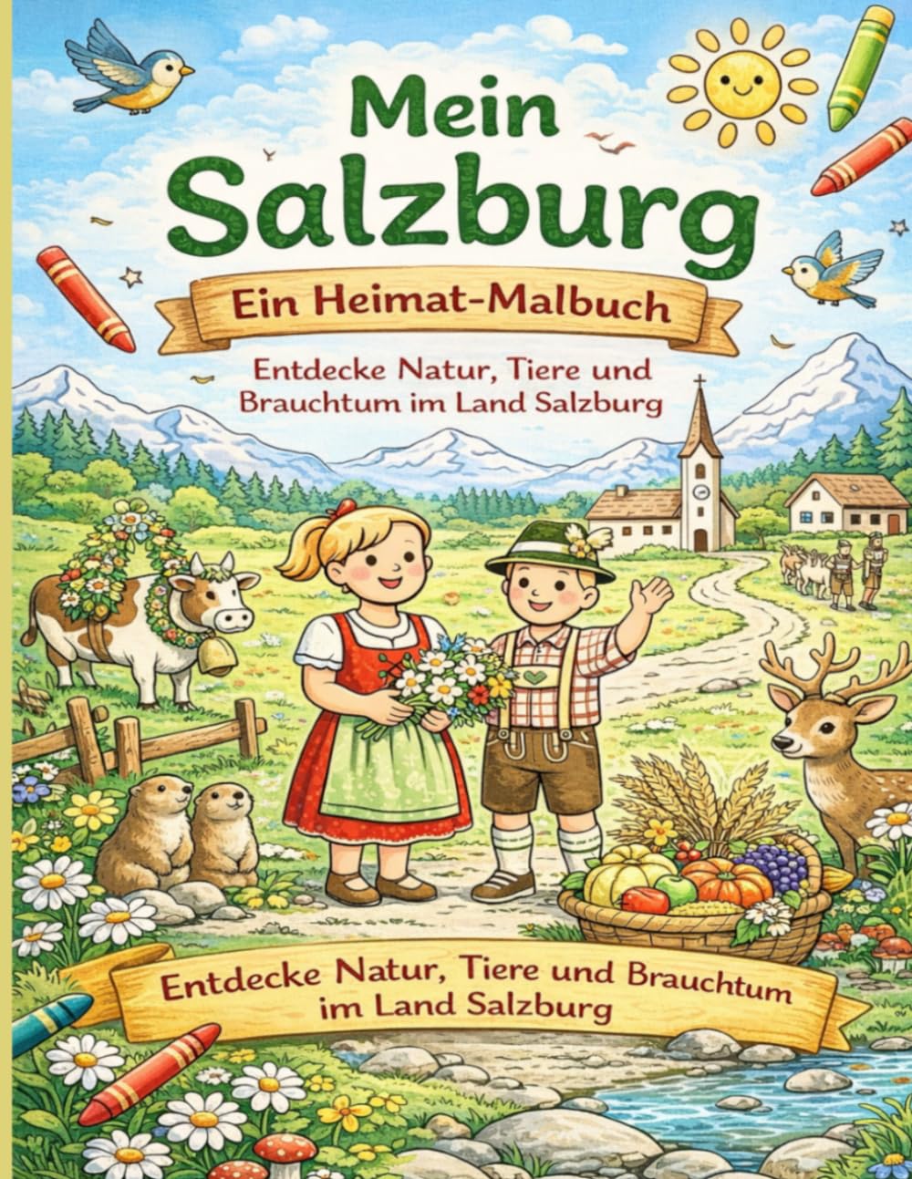 Mein Salzburg - Ein Heimat-Malbuch: Entdecke Natur, Tiere und Brauchtum im Land Salzburg (Mein Salzburg – Die Heimat-Entdecker-Reihe)