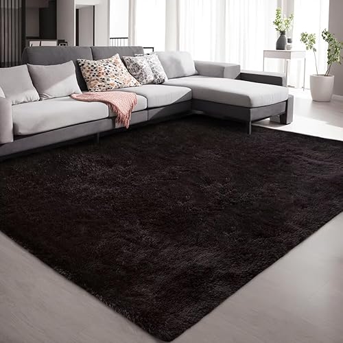 Miniatura 8 de Vafodo Fluffy Bedroom Carpet, 2x3 Feet Shaggy Fuzzy Rug for Kids & Baby, Solid Black Area Rug for Living Room, Cute Room Decor