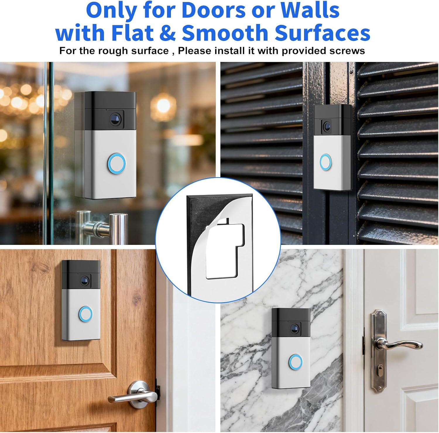 No-Drill Mount Compatible with Ring Battery Doorbell (2024 Release),Ring Doorbell Mounting Holder Bracket for Apartments Office Houses(1 Pack)