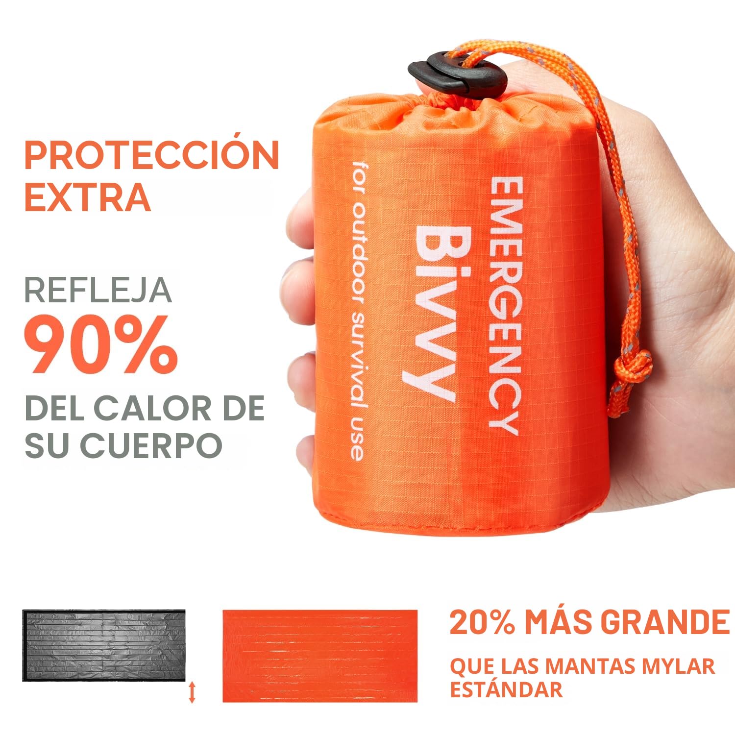 Esky Saco de Dormir de Emergencia, Paquete de térmicas portátiles, Impermeables, Ligeras, Equipo de Supervivencia con brújula para Camping, Senderismo, Aventura al Aire Libre