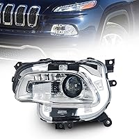Vista 1 de Conjunto de faros delanteros HID compatible con Jeep Cherokee 2014, 2015, 2016, 2017, 2018, Jeep Cherokee, conjunto de faros de xenón con borde