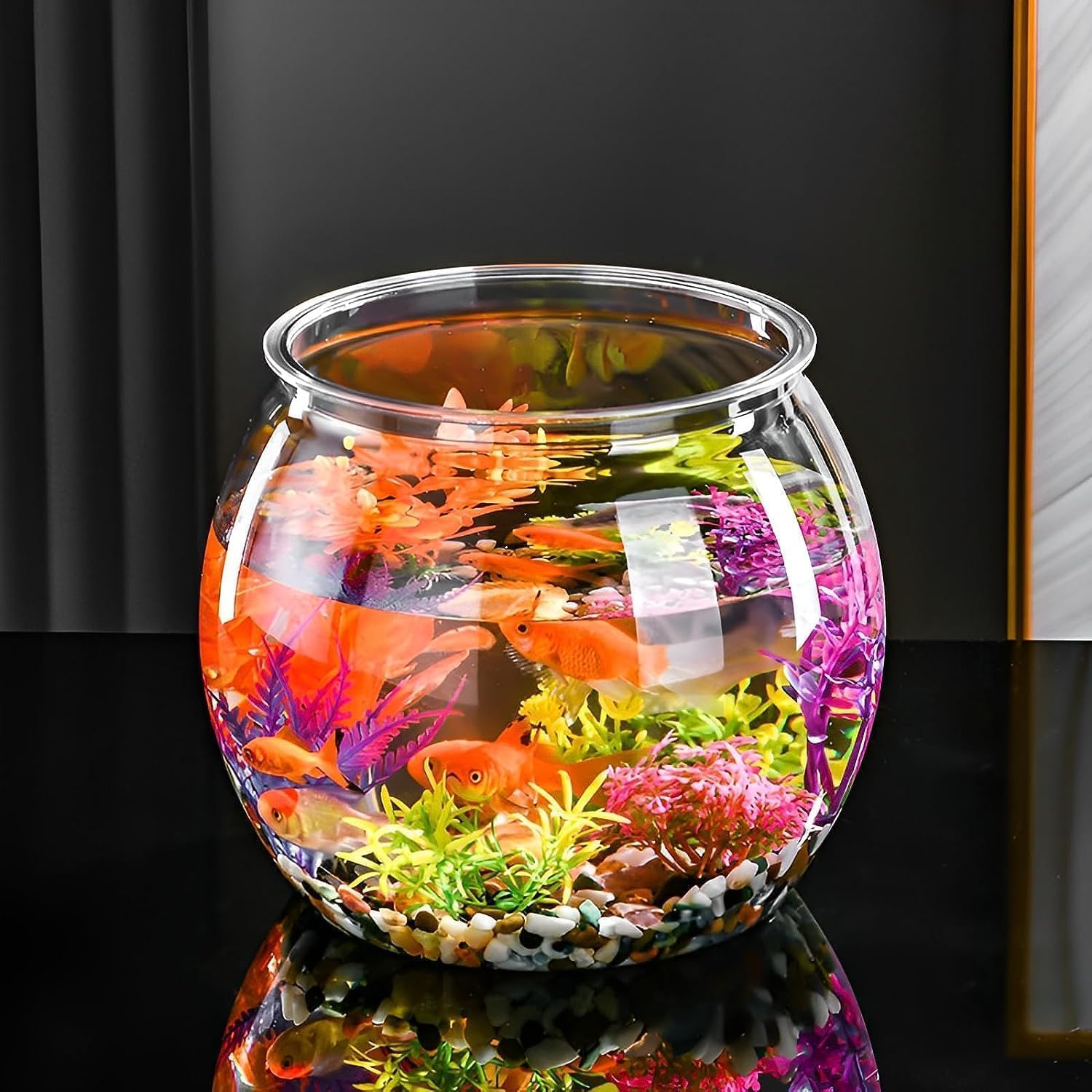 Amazon | 金魚ボウル 丸金魚鉢 小型 水槽 高プラスチック透明アクリル 