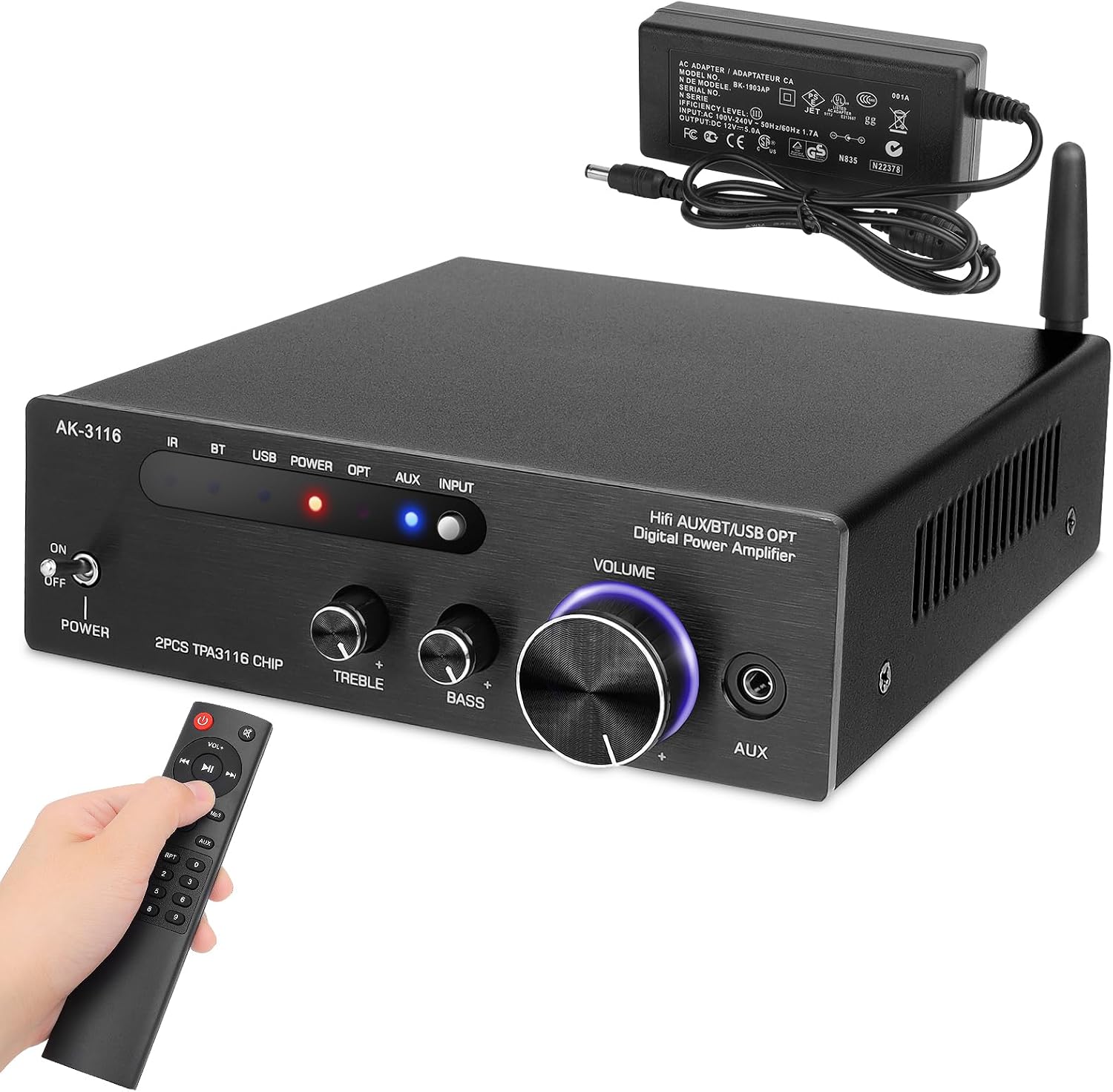 パワーアンプ オーディオアンプ Bluetooth5.0 HiFi ステレオ