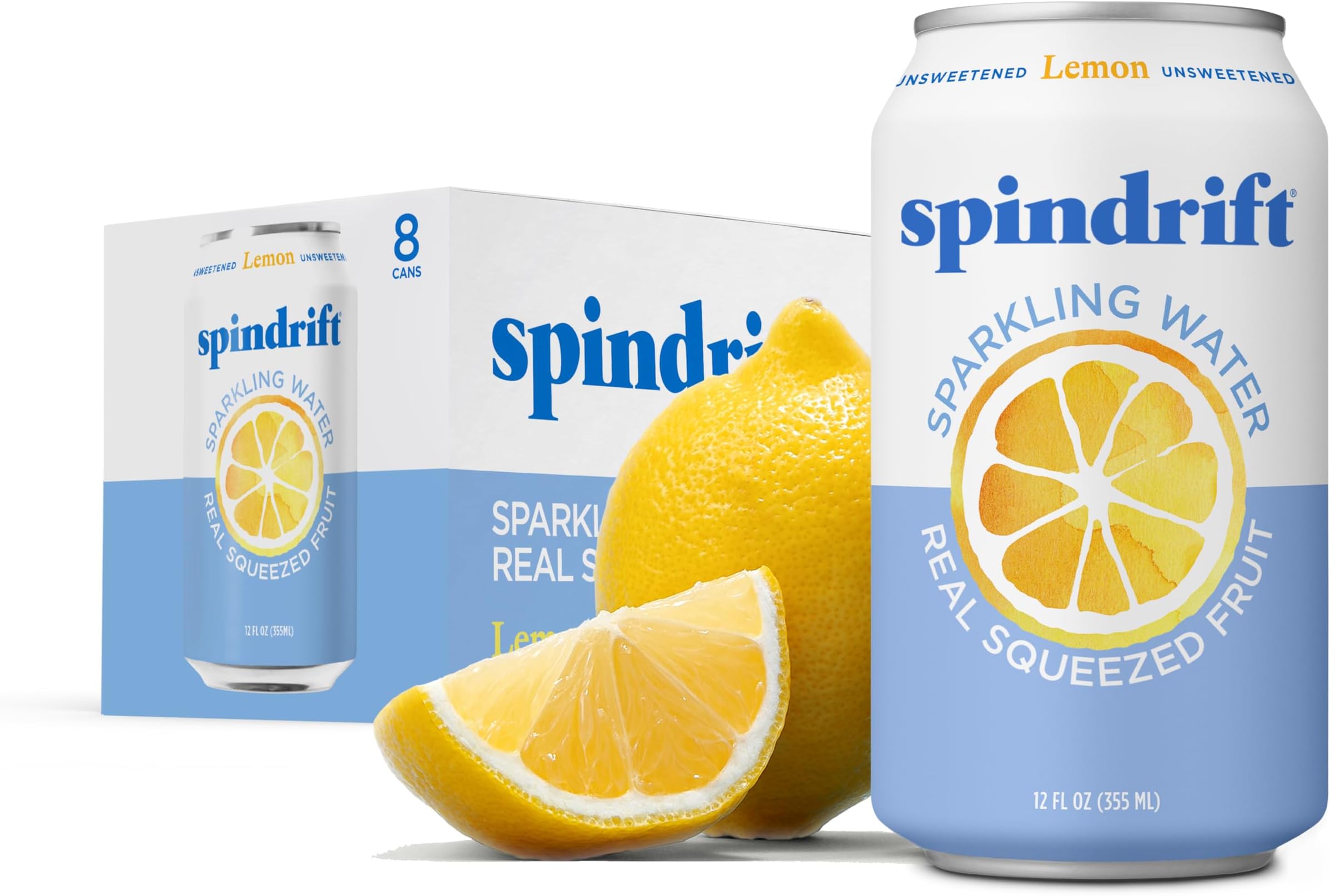 Sparkling Water, Lemon, 12 oz, (pack of 8)